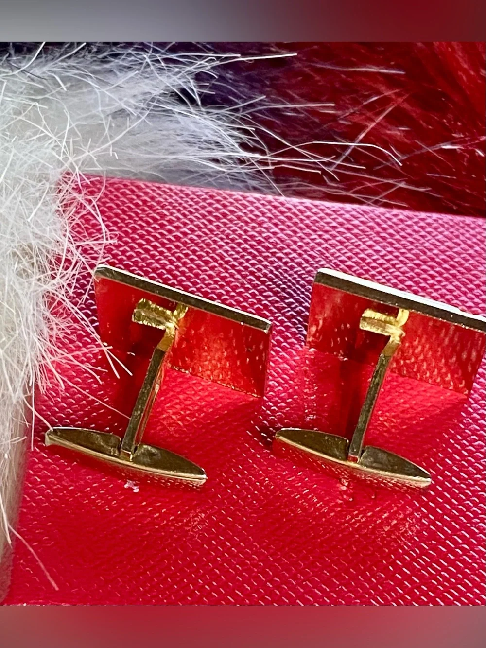 Gold Rectangular Beaded Cufflinks - Men Accessories